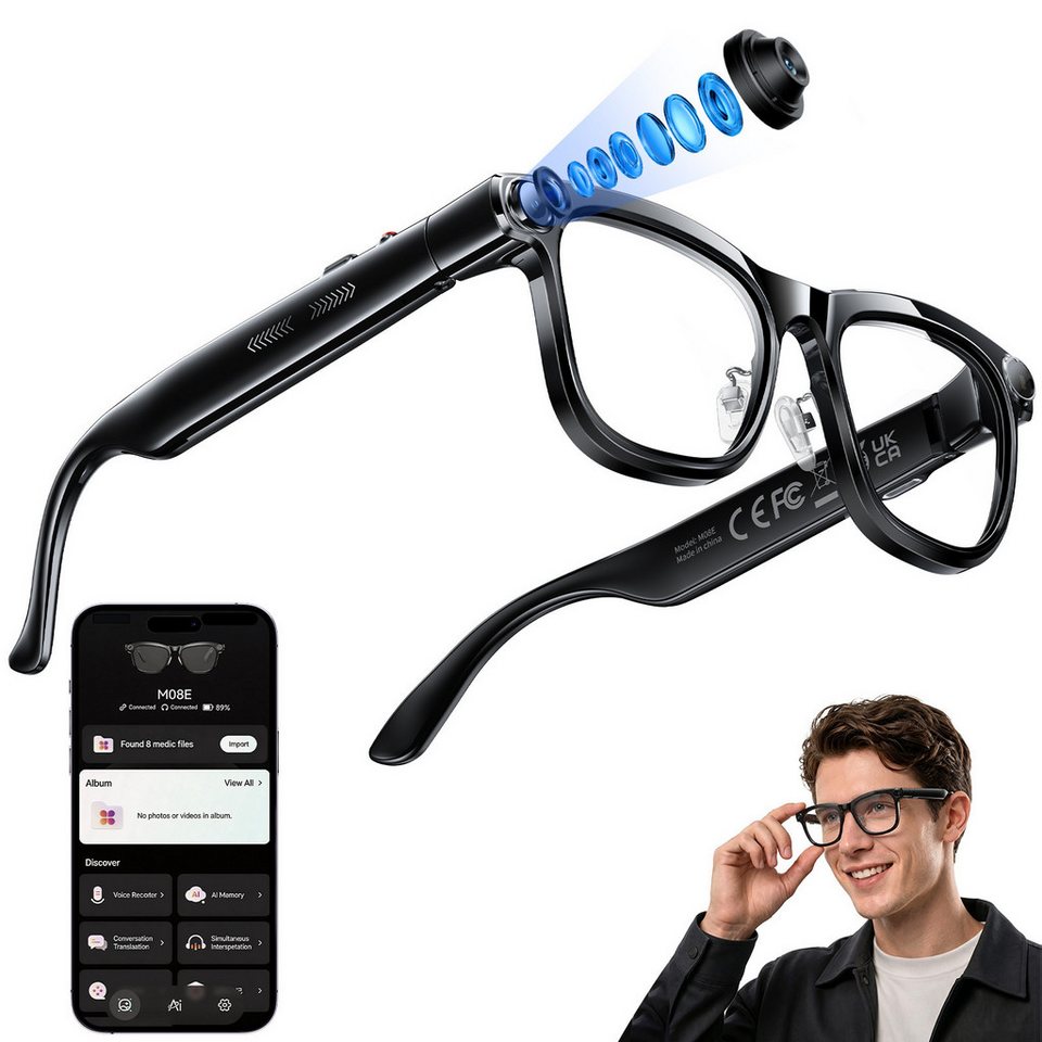 Photography Lighting Indoor - ChatGPT搭載AIスマートグラス、リアルタイム翻訳機能、1300万画素カメラ、AIコミック日記作成機能、40g超軽量、長時間バッテリー搭載
