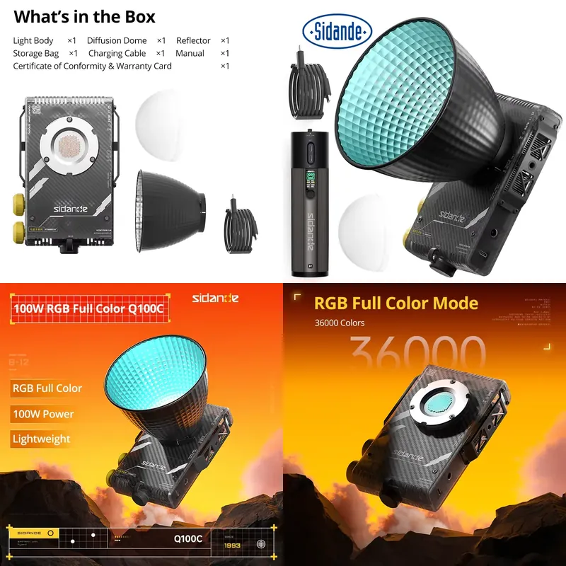 Lighting In Photography - Sidande Q100C Q100Lite 光学100WハイパワーRGBフルカラーポータブルプロフェッショナル写真撮影用フィルライト