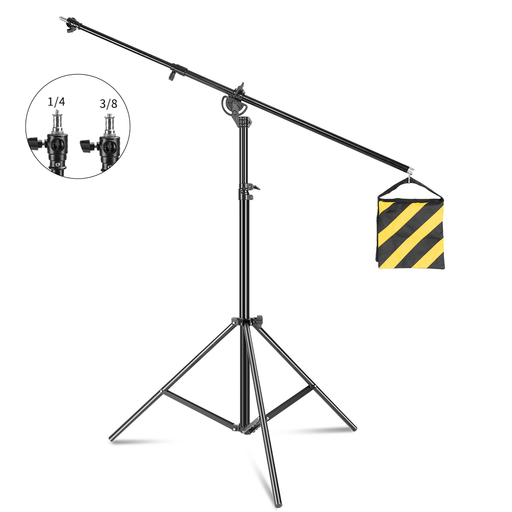 Photography Lighting Weight Bags - 4m/9.1フィート写真スタジオ用メタルライトスタンドクロスアーム、ウェイトバッグ付きアクセサリーキット、伸縮式カンチレバー