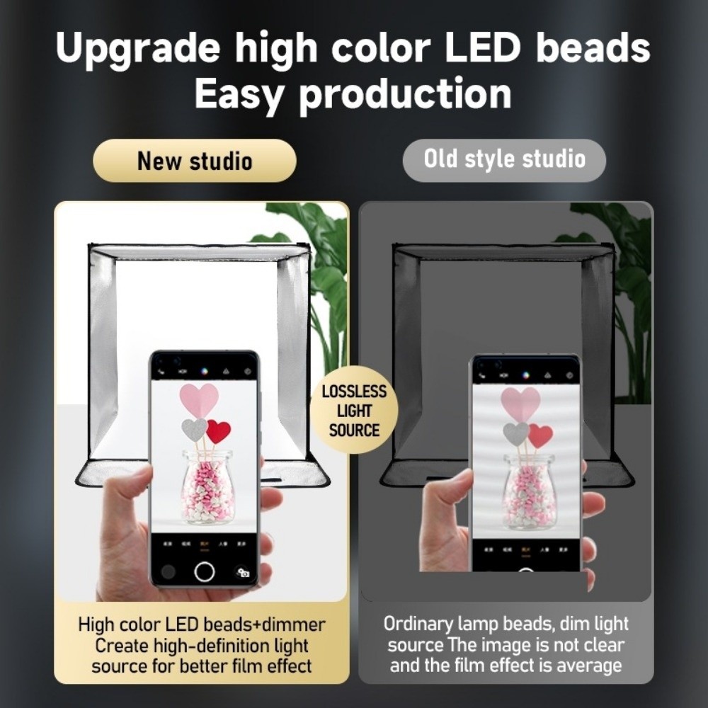 Photography Lighting And Background - 45/65cm LED ソフトライトボックス ミニ 背景付き 撮影用ライトボックス