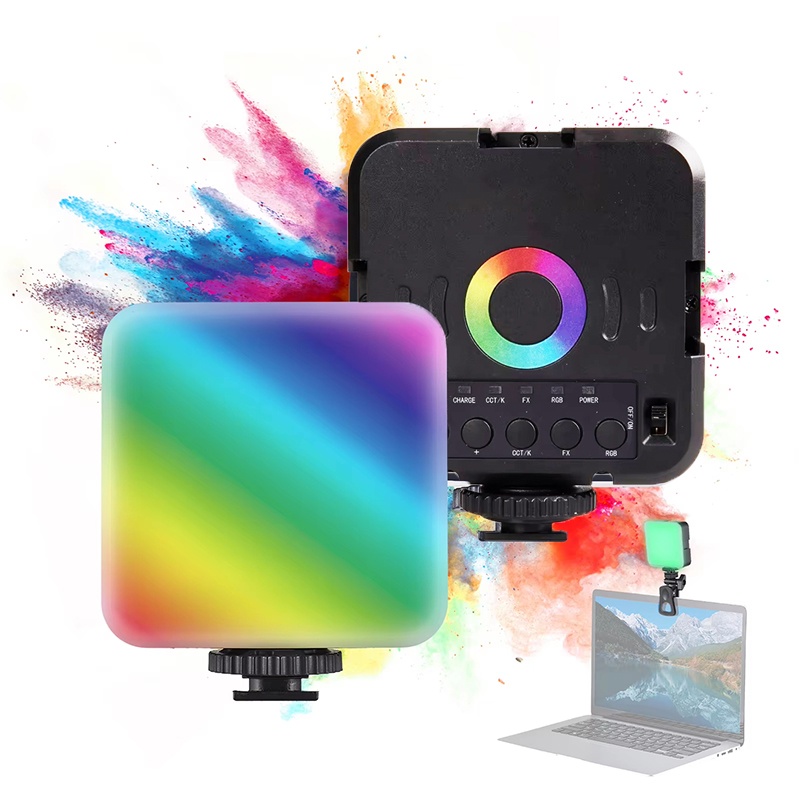 Photography Lighting Product - RGBフィルライト ポータブルLED撮影ライト ビデオミニフィルライト カメラ、スマートフォン、iPad、ノートパソコン、自撮り用 調整可能なRGBランプ