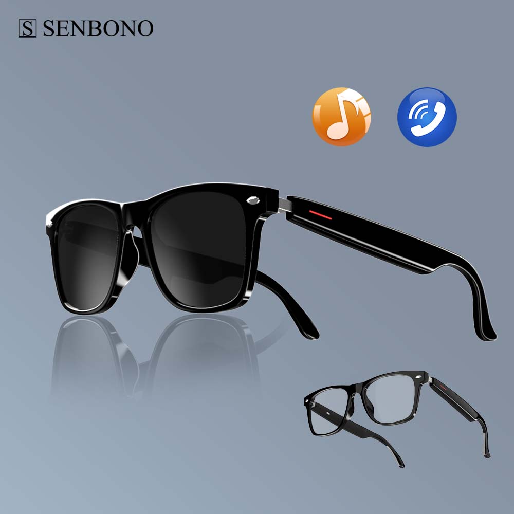Photography Lighting Indoor - SENBONO E13 スマートグラス:ブルーライトフィルター偏光サングラスレンズオーディオ内蔵マイク&スピーカータッチ&音声アシスタント
