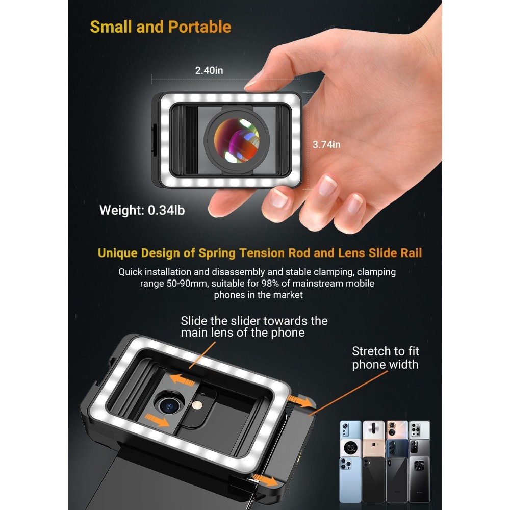 15倍マクロレンズ LEDフィルライト付き、スマートフォン用 - Photography Lighting Conditions のレビューと価格