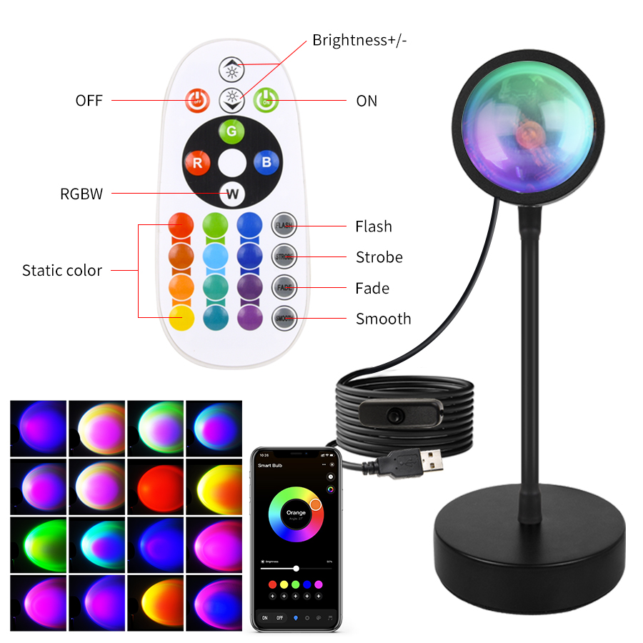 スマートサンセットランプ Tuya LED ナイトライト U - Photography Lightning のレビューと価格