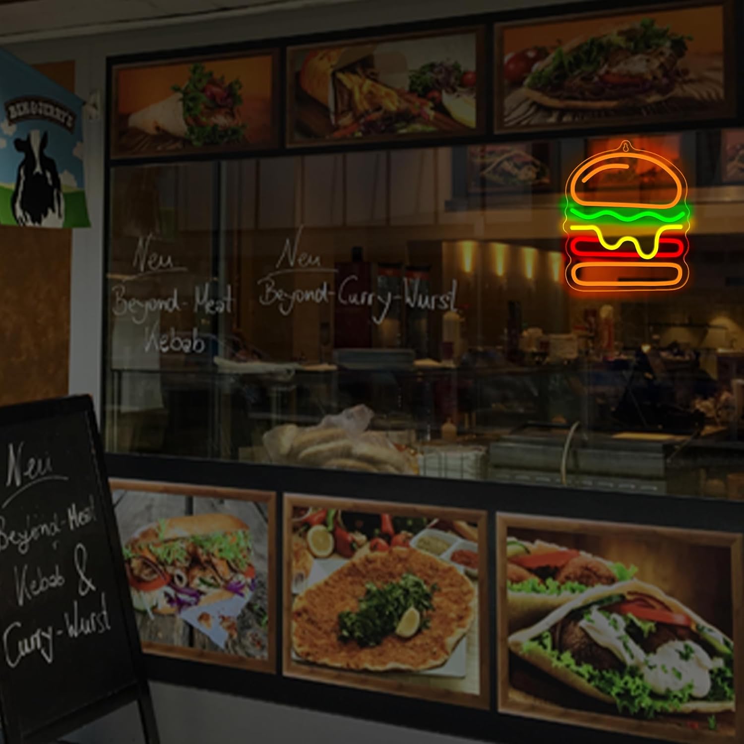 ハンバーガーネオンサイン、重ねチーズLEDライト付き、ファス - Photography Lighting For Food のレビューと価格