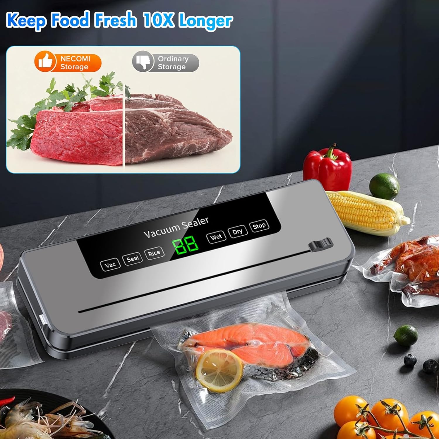 真空シーラー機 10枚のバッグ内蔵 カッター付き 自動食品シ - Photography Lighting For Food のレビューと価格