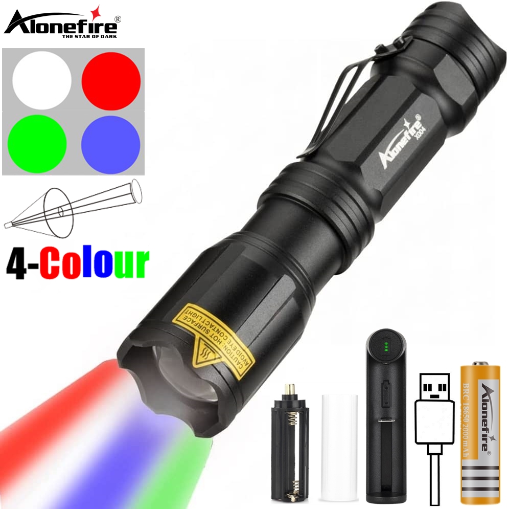 ズーム 4 色ライト LED 懐中電灯白/赤/緑/青屋外照明 - Photography Lighting For Outdoors のレビューと価格
