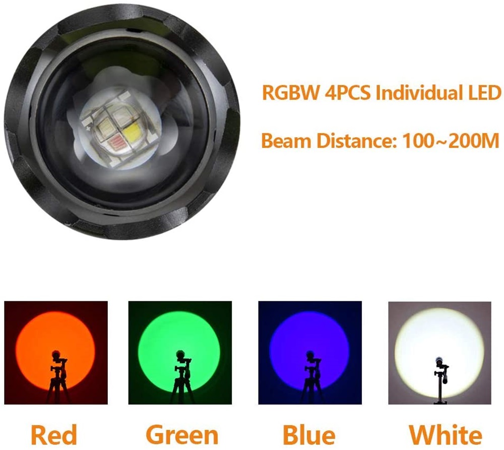 ズーム 4 色ライト LED 懐中電灯白/赤/緑/青屋外照明 - Photography Lighting For Outdoors のレビューと価格